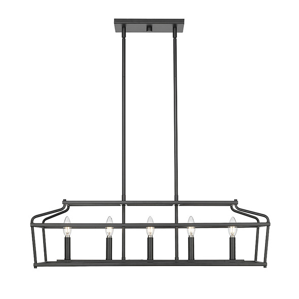Millennium NELITTA Five Light Linear Chandelier, Matte Black, 5-Light, E12 Candelabra Base, 120V