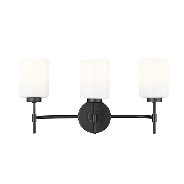 Millennium Keylee Three Light Sconce, 3-Light, Matte Black, Medium (E26), 120V, Damp Location