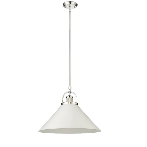 Artistan One Light Pendant, Polished Nickel/Matte White, 1-Light, Medium E26 Base, 120V