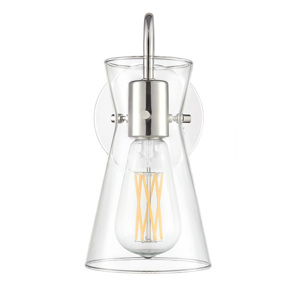 Camellia One Light Sconce, Polished Nickel, 1-Light, Medium E26 Base, 120V, 60W