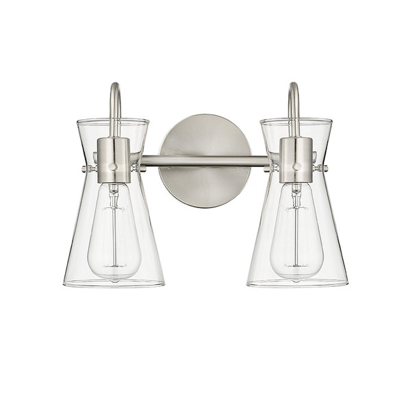 Millennium Lighting Camellia Two Light Vanity, 2-Light, Brushed Nickel, Clear Glass, 120V