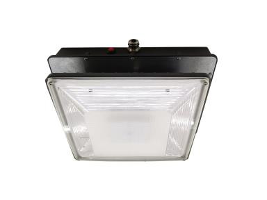 MaxLite LED Low-Profile Canopy, 52W, 120-277V, Parking Garage Distribution, 4000K, Bronze Finish, Emergency Battery Backup (0°C)