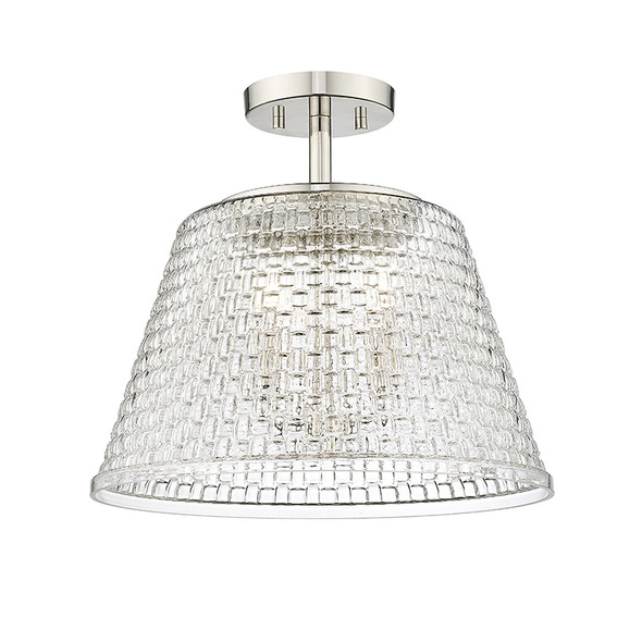 Saben Three Light Semi-Flush Mount, Polished Nickel, 3-Light, E12 Candelabra Base, 120V, 120W