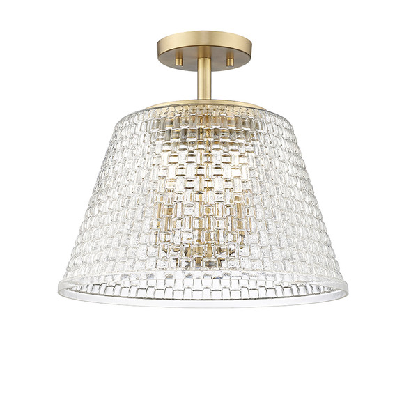 Saben Three Light Semi-Flush Mount, Vintage Brass, 3-Candle, E12 Candelabra Base, 120V
