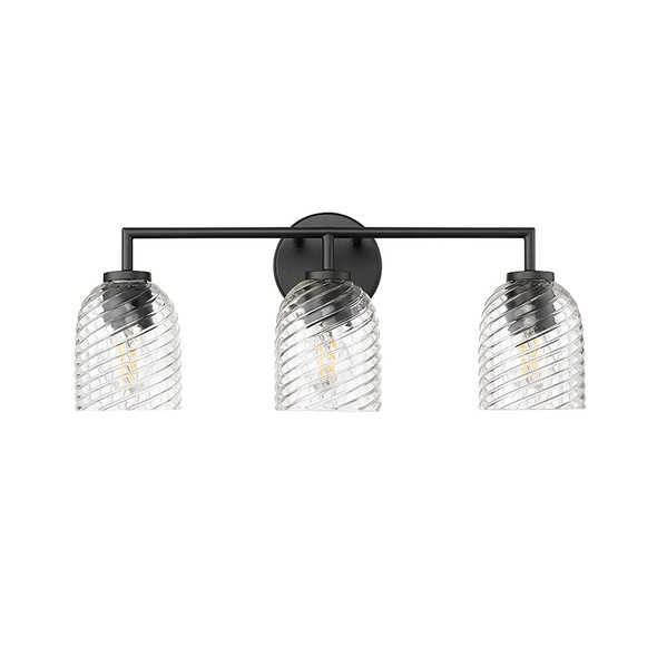 Catania Three Light Vanity, Matte Black, 3-Light, Medium (E26) Base, 120V