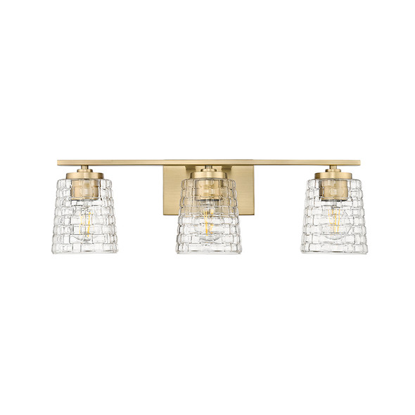 Saben Three Light Vanity, Vintage Brass, 3-Light, Medium (E26) Base, 120V, 180W Total