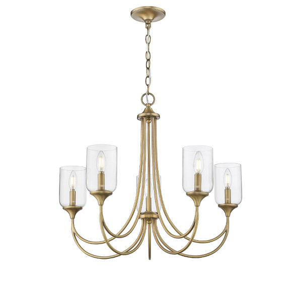 Waddingham Five Light Chandelier, Vintage Brass, 5-Candle, 120V