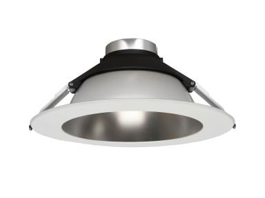 MaxLite RRC Series Architectural Retrofit Commercial Downlight, 10/15/20W Selectable, 2700K/3000K/3500K/4000K/5000K Selectable, 120-277V, 0-10V, Round, 9.5", Matte Silver Reflector, White Trim