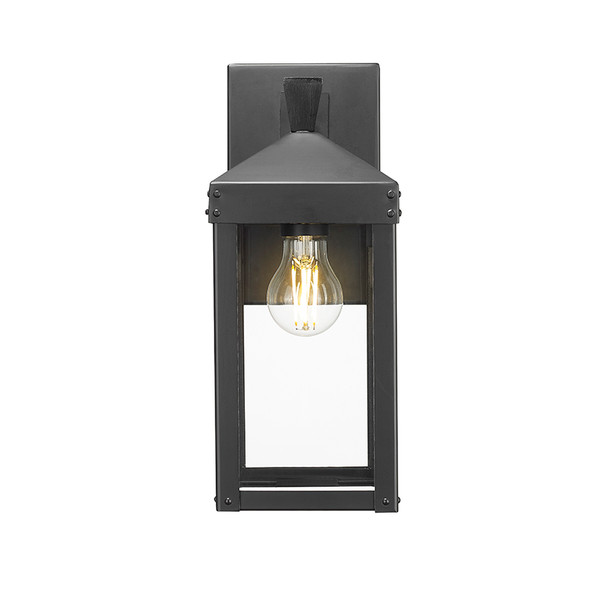 Yates One Light Outdoor Wall Sconce, Powder Coated Black, 1-Light, Medium E26 Base, 120V