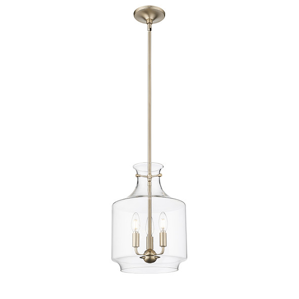 Mahannah Three Light Pendant, Modern Gold Finish, 3-Light, E12 Candelabra Base, 120V