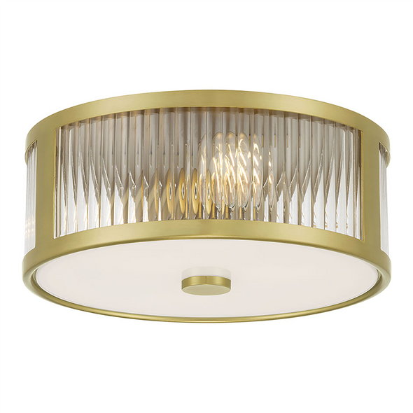 Ardezia Three Light Flush Mount, Vintage Brass, 3-Light, 180W, 120V