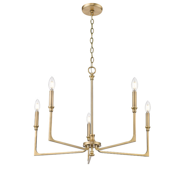 Azara Five Light Chandelier, Vintage Brass, 5-Light, 200W, 120V