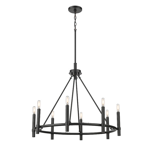 Skyva Eight Light Chandelier, Matte Black, 8-Candle, 120V