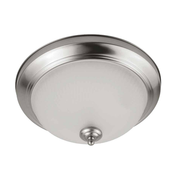 Euri Lighting 11" Indoor Round LED Ceiling Light, Brushed Nickel Bezel, Acid-Etched Ribbed Glass Lens, 3000K, 11W, 900 lm, 120V, Dimmable, 2-Pack