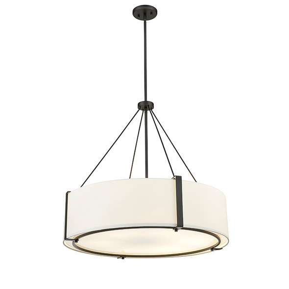Telfar Six Light Pendant, Matte Black/White, 6-Light, E26 Medium Base, 120V