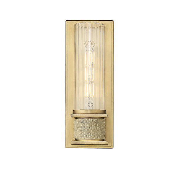 Millennium Lighting 28601 One Light Sconce, Vintage Brass, 1-Light, Medium E26 Base, 60W, 120V, Clear Striped Glass