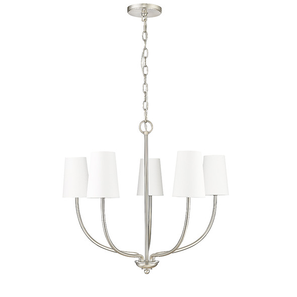 Kandor Five Light Chandelier, Brushed Nickel, 5-Light, E12 Candelabra Base, 120V