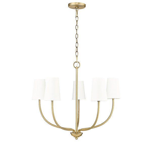 Kandor Five Light Chandelier, Vintage Brass, 5-Light, E12 Candelabra Base, 120V