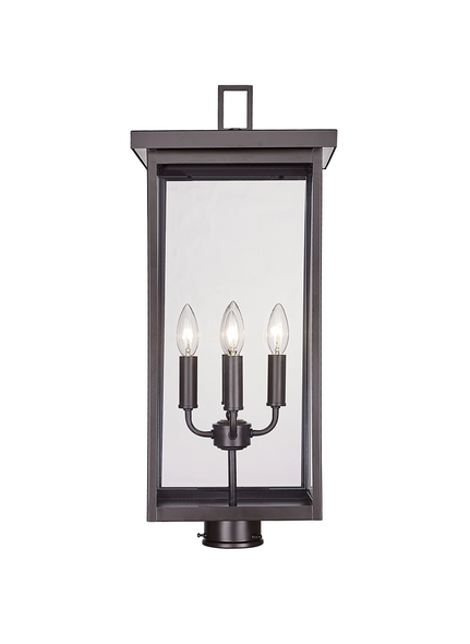Barkeley Four Light Outdoor Post Lantern, Powder Coated Black, 4-Candle, E12 Base, 120V