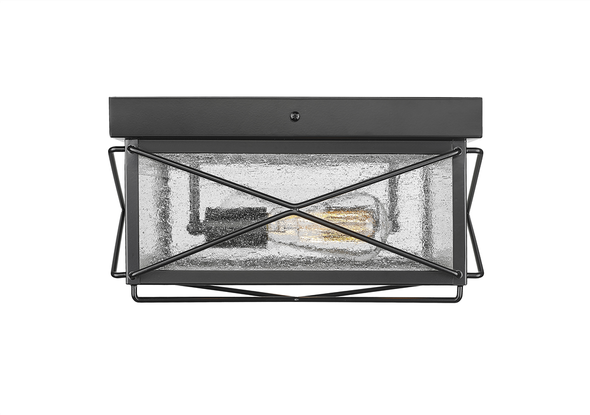 Robinson Two Light Outdoor Flush Mount, Powder Coated Black, 2-Light, Medium (E26), 120V