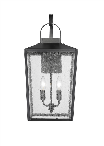 Devens Two Light Outdoor Wall Sconce, Powder Coated Black, 2-Candle, 120V