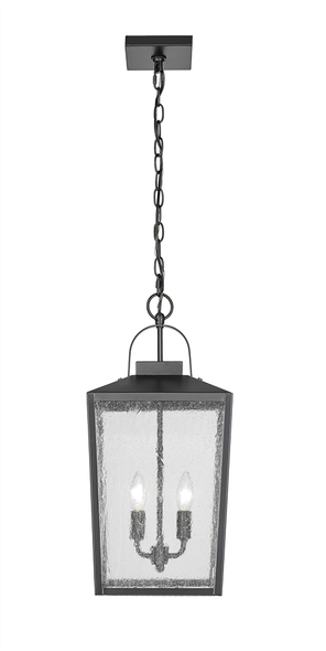Devens Two Light Outdoor Hanging Lantern, Powder Coated Black, 2-Light, 120V