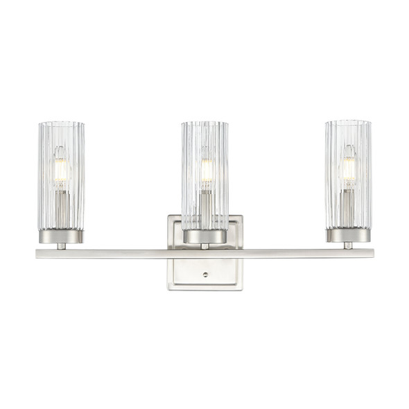 Iversen Three Light Vanity, Brushed Nickel, 3-Light, E12 Candelabra Base, 120V