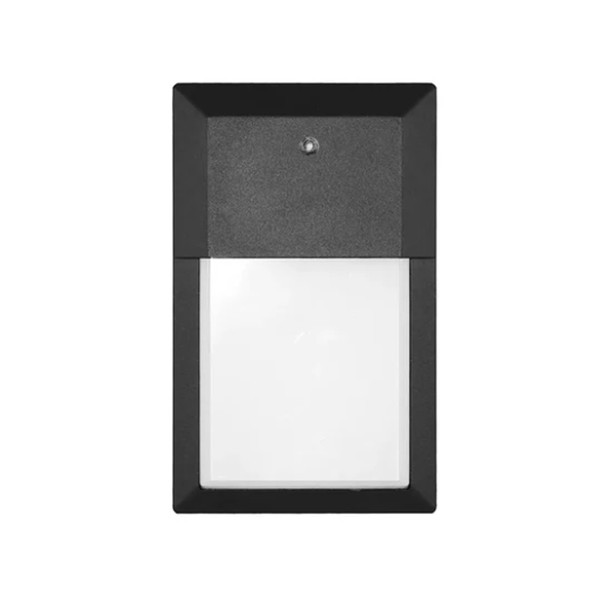 Euri Lighting Outdoor Mini Wall Pack, 16W, 120V, 1200lm, 5CCT Selectable 2700K-3000K-3500K-4000K-5000K, Black, Photocell