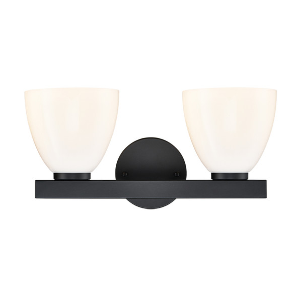 Apria Two Light Vanity, Matte Black, 2-Light, Medium (E26) Base, 120V