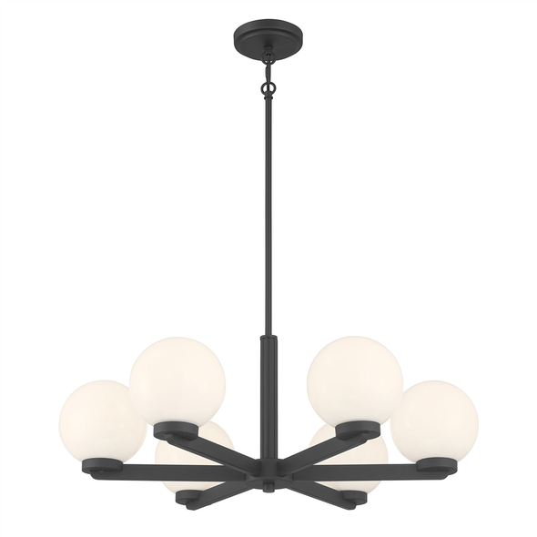 Ardeva Six Light Chandelier, Matte Black, 6-Light, E12 Candelabra Base, 120V