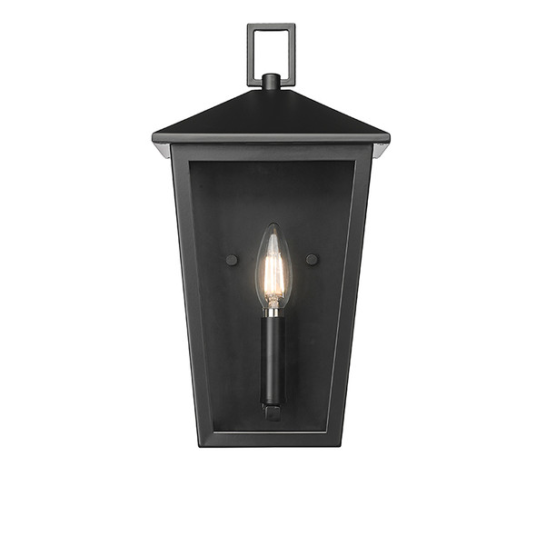 Munger One Light Outdoor Wall Sconce, Powder Coated Black, 1-Light, 60W, 120V, E12 Candelabra Base