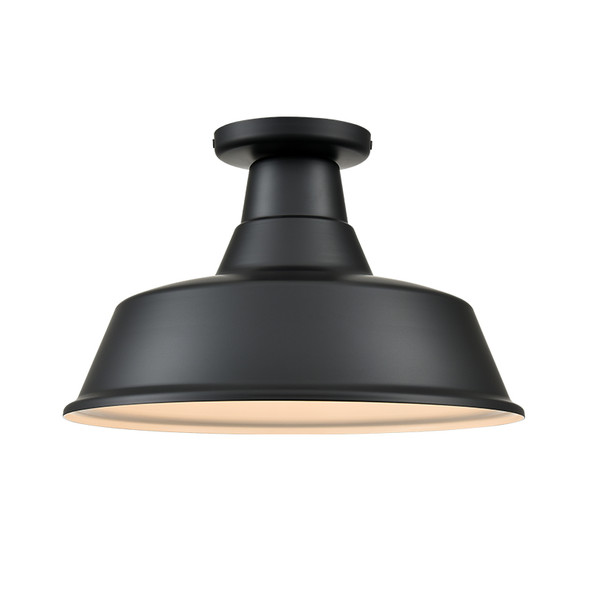 R Series 14" Classic Warehouse One Light Semi-Flush, Satin Black, 1-Light, Medium E26 Base, 120V