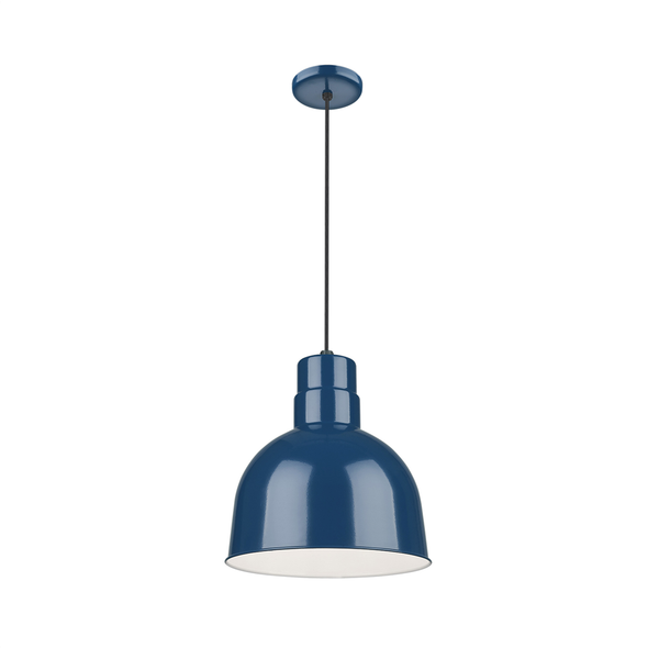 R Series 10" Deep Bowl Cord Hung Shade, Navy Blue Finish, 120V, 1-Light Medium E26, 200W