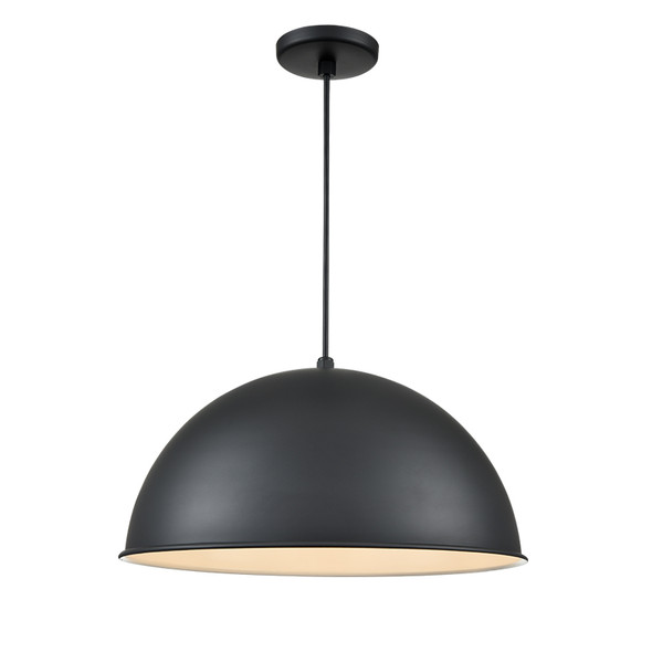 R Series 18" Wide Cord Hung Deep Bowl One Light Shade, Satin Black, 18" Width, 120V, 1 x E26 Medium Base, 100W