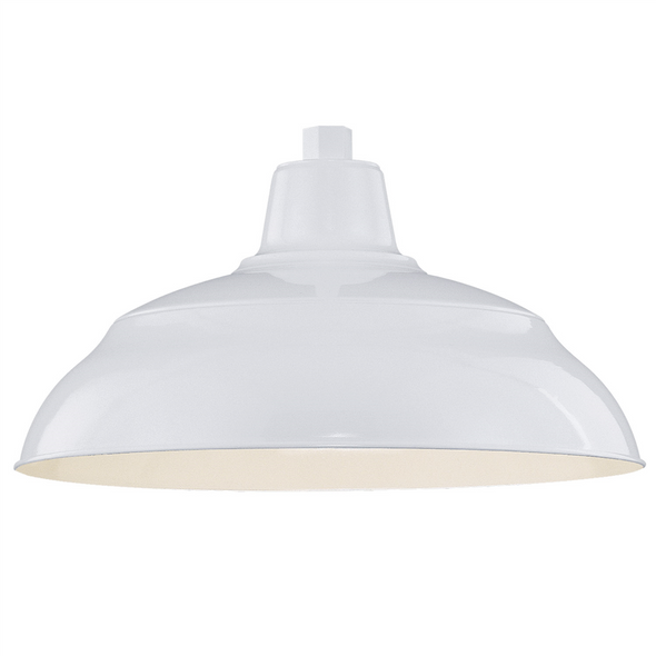 Millennium R Series 17" Warehouse Shade, White Finish, 1-Light, Medium E26 Base, 200W Max, 120V, Wet Location, Steel