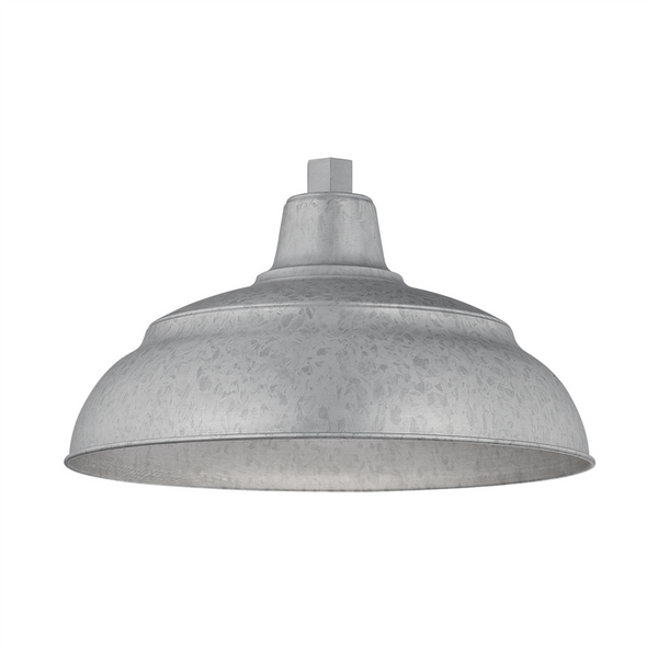R Series 14" Warehouse Shade, Galvanized, 1-Light, Medium E26 Base, 200W, 120V, Wet Location