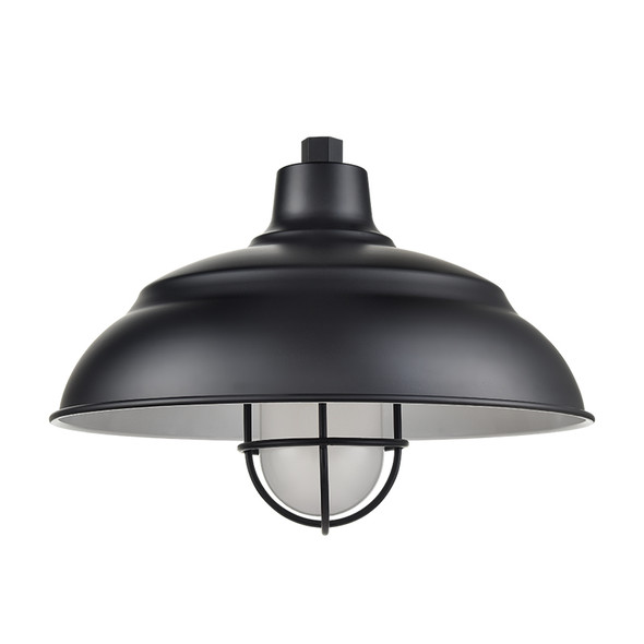 R Series 17" Warehouse Cast Guard One Light Shade, Satin Black, 1-Light, Medium E26 Base, 100W, 120V
