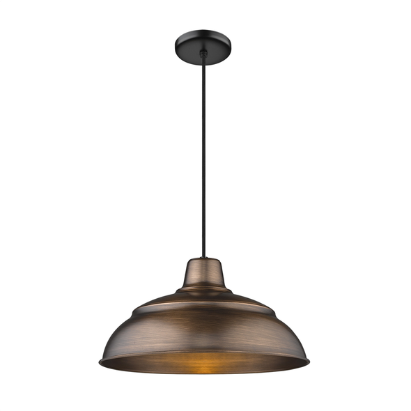 R Series 17" Fabric Cord Hung Warehouse Shade, Natural Copper, 1-Light, 120V