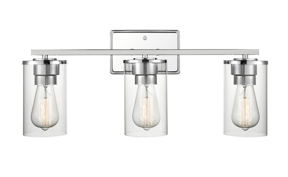 Millennium Lighting Verlana Three Light Wall Sconce, 3-Light, Chrome, Clear Glass, Medium E26 Base, 120V
