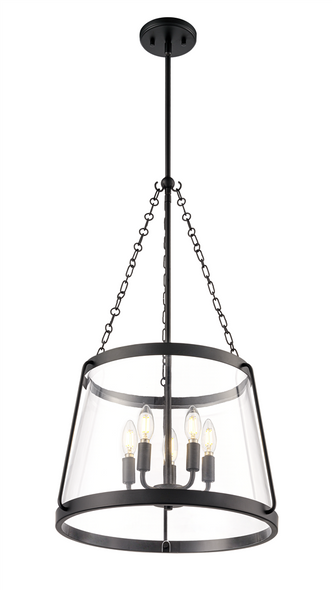Adabella Five Light Pendant, Matte Black, 5-Light, E12 Candelabra Base, 120V