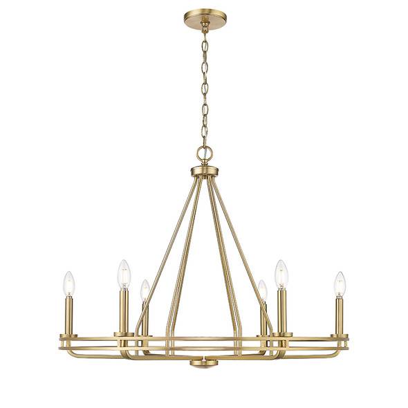 Jody Six Light Pendant, Vintage Brass, 6-Candle, 240W, 120V