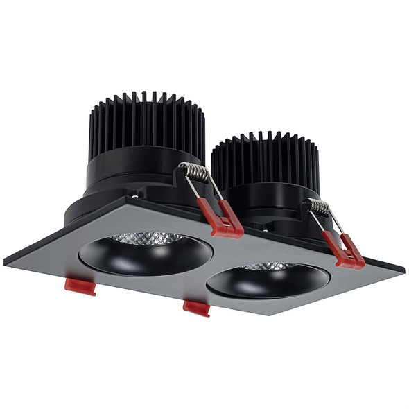 Sunlite 2-Light Regressed Round Gimbal Downlight, 1540 lumens, 12W, 120V, 90 CRI, 2700K|3000K|3500K|4000K|5000K, Black