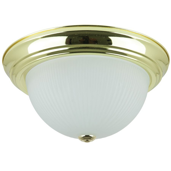 Sunlite DBS13/FR Brass Dome Fixture, 13-1/4", 120V, 60W Max, 2-Light, Polished Brass, Frosted Glass