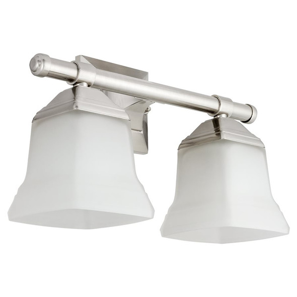 Sunlite Bath Vanity Fixture, 2-Light, Brushed Nickel, Frosted Glass