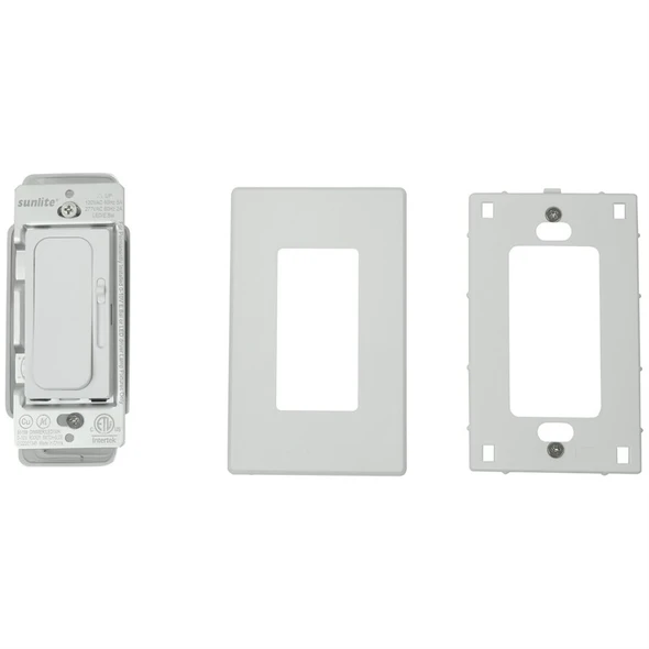 Sunlite LED Dimmer Switch, Wall Rocker Style, Slide Bar, Single Pole or 3-Way, 120-277V, 0-10V, White, 600W Max