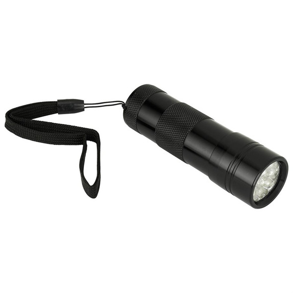 Sunlite LED UV Blacklight Flashlight, 10 LEDs, 390nm, Black Finish, 3.8" Length
