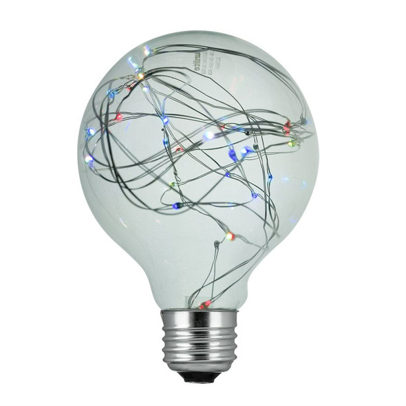 Sunlite G30 LED Globe Decorative Bulb, 1.5W, RGB, 100-260V, E26 Medium Base, Clear Finish, Non-Dimming