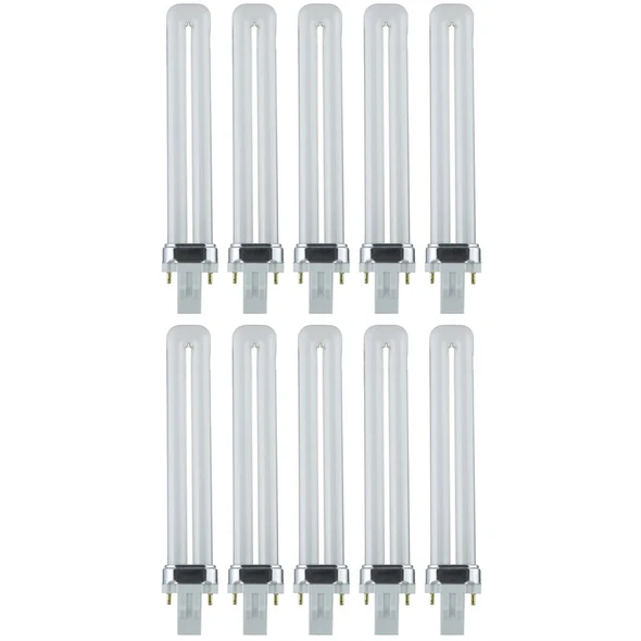 Sunlite PL 2-Pin Single U-Shaped Twin Tube CFL Lamp, 13W, 3000K, 720 Lumens, CRI 80, GX23 Base, 10 Pack