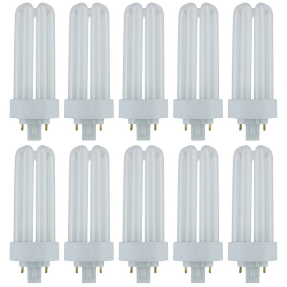Sunlite PLT Triple-Tube CFL Lamp, 26W, 2700K, 1800 Lumens, CRI 80, GX24q-3 4-Pin Base, Warm White, 10 Pack