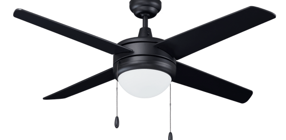 RP Lighting and Fans Europa 50" 4-Blade Ceiling Fan with Integrated LED Light Kit, Black/Black, 120V